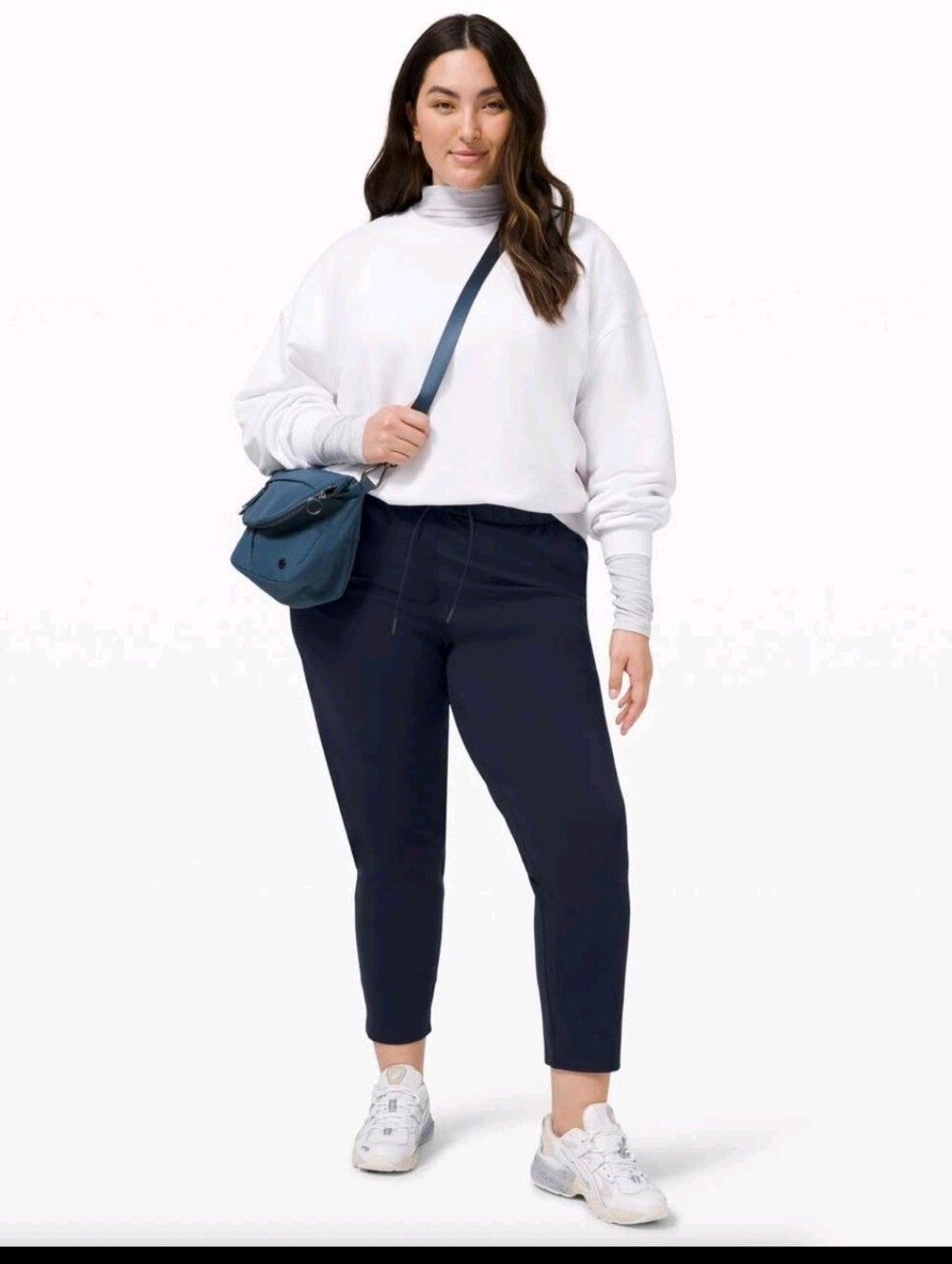 LULULEMON Keep Moving High-Rise True Navy Blue Stretch Cropped Joggers Size 10
